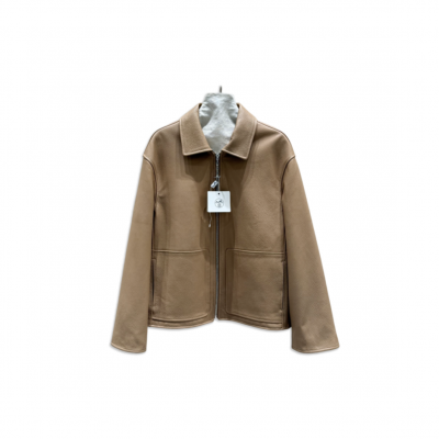 HERMES COLLARED LEATHER JACKET